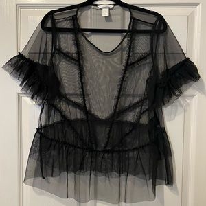 H&M Black Sheer Top Size Medium